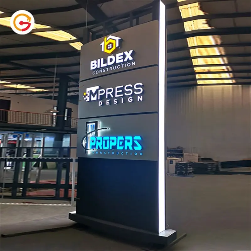 Beleuchteter Mieterpylon für Bildex, Mpress Design und Propers