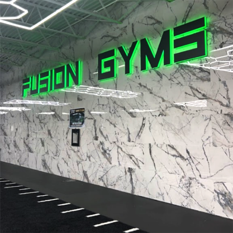 GYM Signage System Interior Backlit Letters Halo Lit Signs Eterior Stainless Steel 01