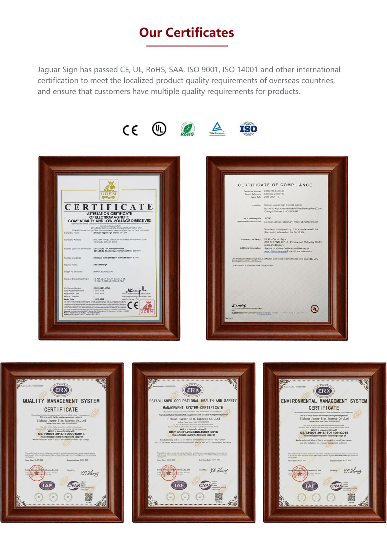 Nossos certificados